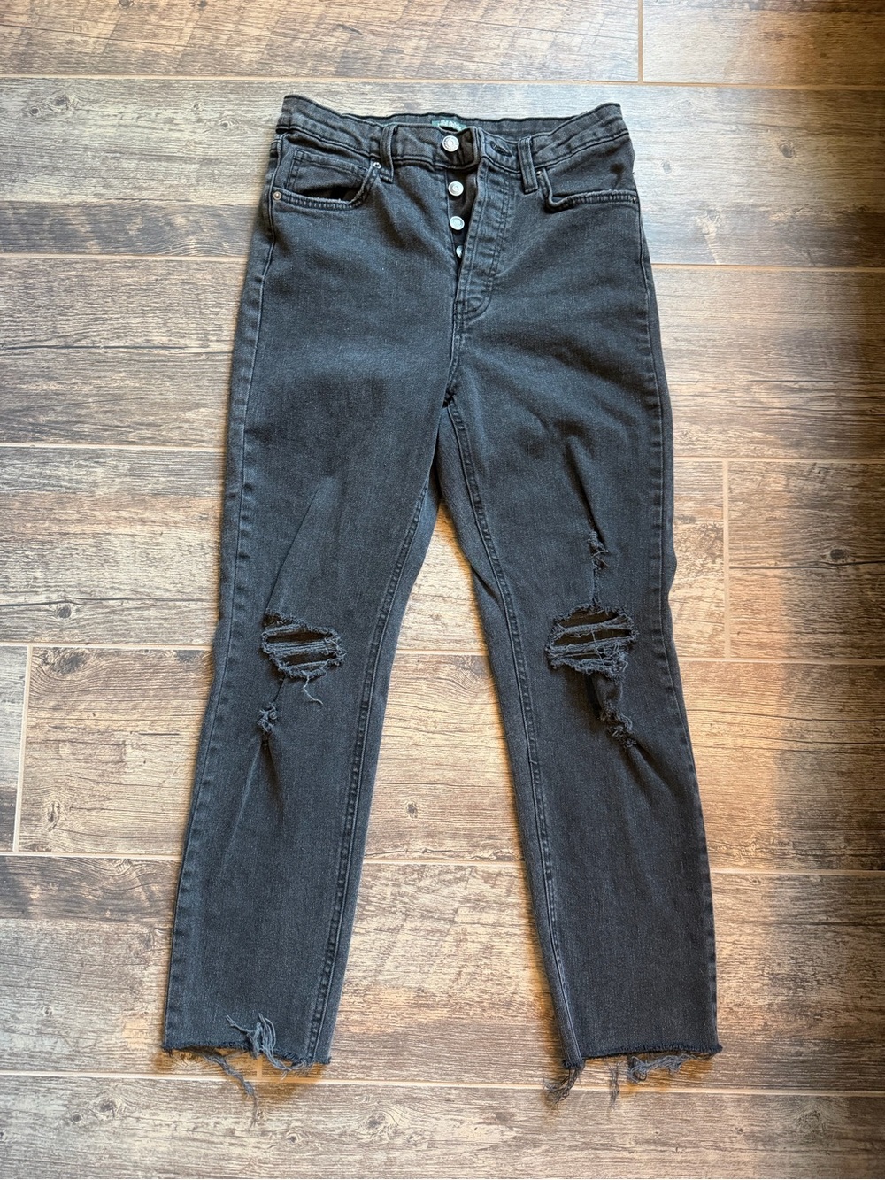 wild fable Black High-Rise Distressed Ankle Jeans